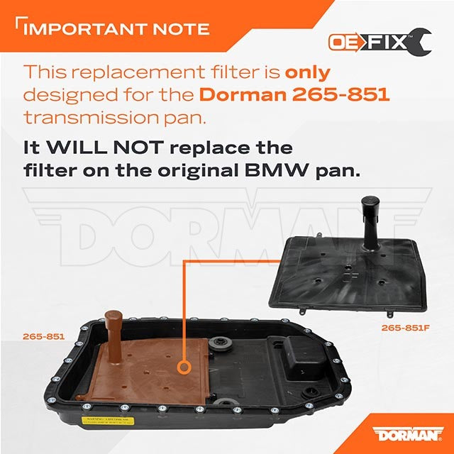 Dorman 265-851F Trans Pan Filter 2004-2013 BMW 530i - view 5