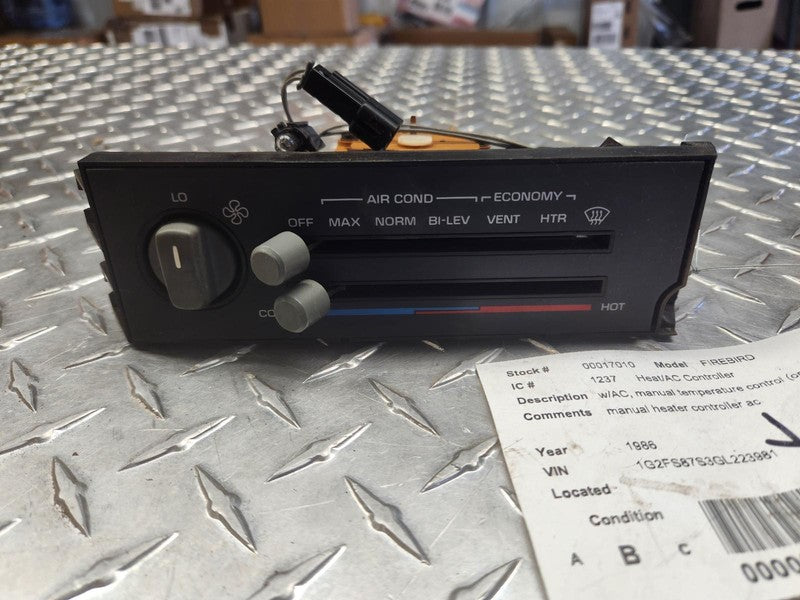 Dash Heater Control fits 86 - 92 Pontiac Firebird w/AC 16052202 160578