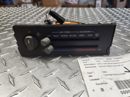 Dash Heater Control fits 86 - 92 Pontiac Firebird w/AC 16052202 160578