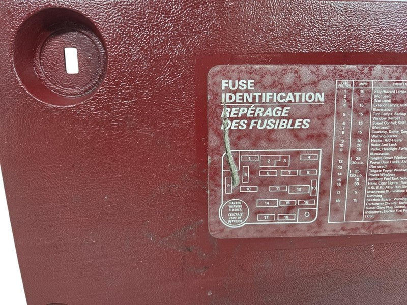 87-91 Ford F150 F250 F350 Bronco LH Dash Fuse Panel Cover Red OEM E7TB