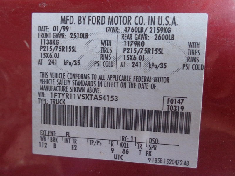 95 - 01 Ford Ranger Dash Bezel XL34-10044D70-AD Dark Gray