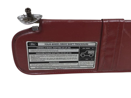83-92 Ford Ranger Bronco II LH Driver Sun Visor Red Vinyl Touch Drive 