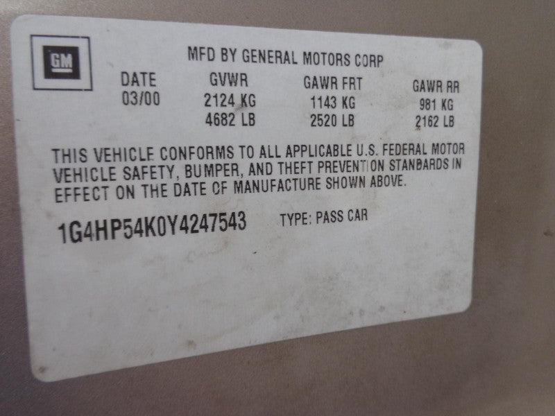 2000 Buick LeSabre Emergency Parking Brake Pedal Assembly OEM