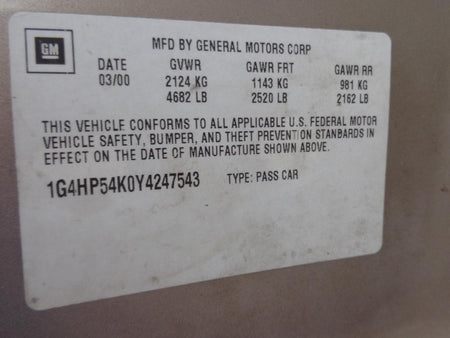 2000 Buick LeSabre Emergency Parking Brake Pedal Assembly OEM