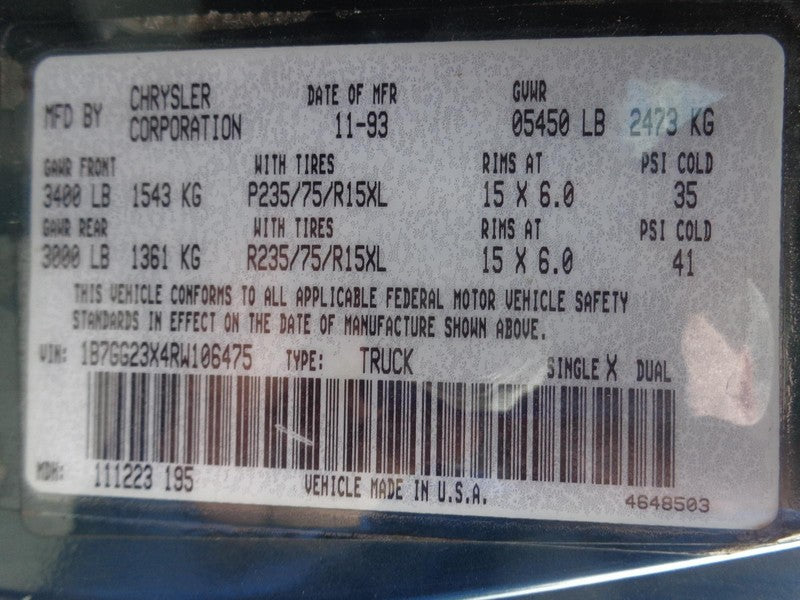 94 - 96 Dodge Dakota Brake Pedal Assembly OEM