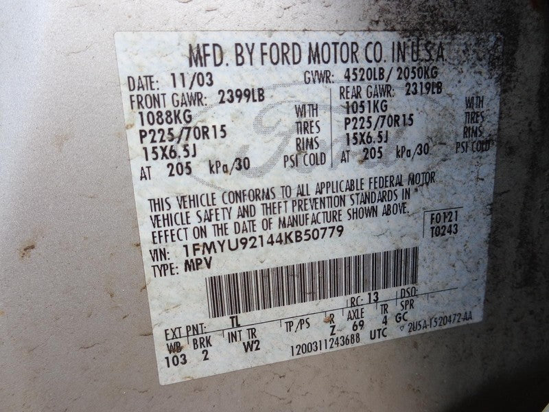 01 - 04 Ford Escape Engine Fuse Box YL8Z14A068AB