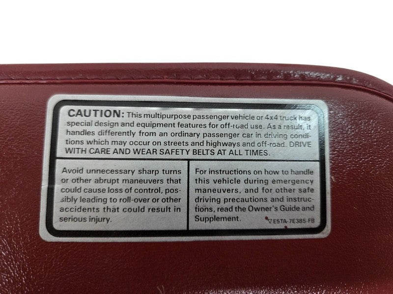 83-92 Ford Ranger Bronco II LH Driver Sun Visor Red Vinyl Touch Drive 