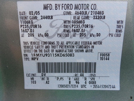 Door Hinge Left Driver Side Rear Upper OEM 01 - 07 Ford Escape OEM