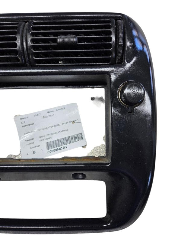 1995-2003 Ford Ranger Radio Black Dash Trim Bezel 4X2 Lighter 12 Outpu