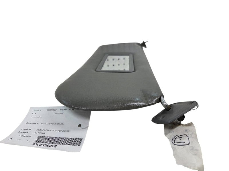 87-91 Ford F150 F250 F350 Bronco RH Passenger Sun Visor Gray Vinyl w M