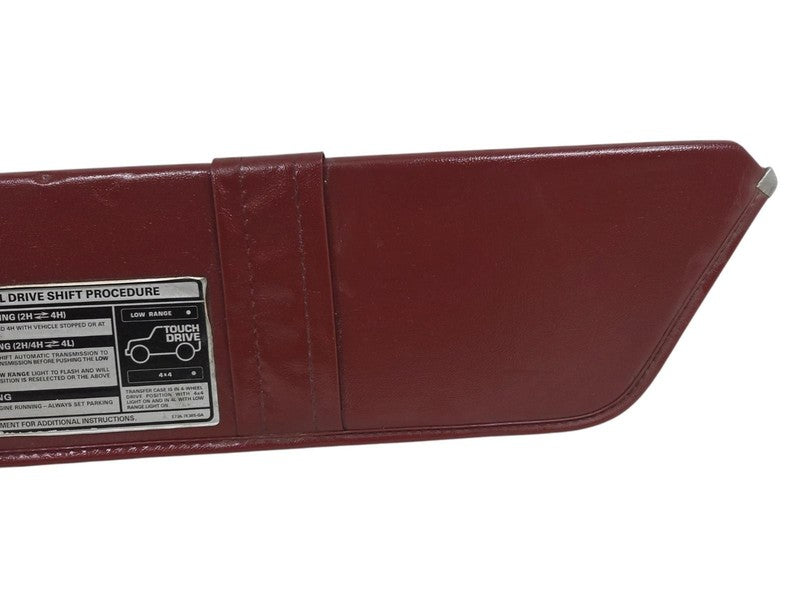 83-92 Ford Ranger Bronco II LH Driver Sun Visor Red Vinyl Touch Drive 