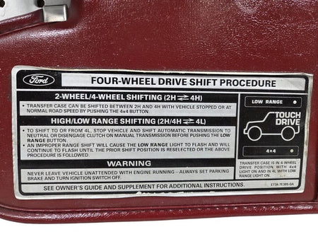 83-92 Ford Ranger Bronco II LH Driver Sun Visor Red Vinyl Touch Drive 
