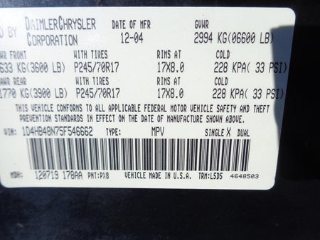 Dodge Durango Fuel Injection Rail OEM 53032721AA 4.7 L Dakota Ram