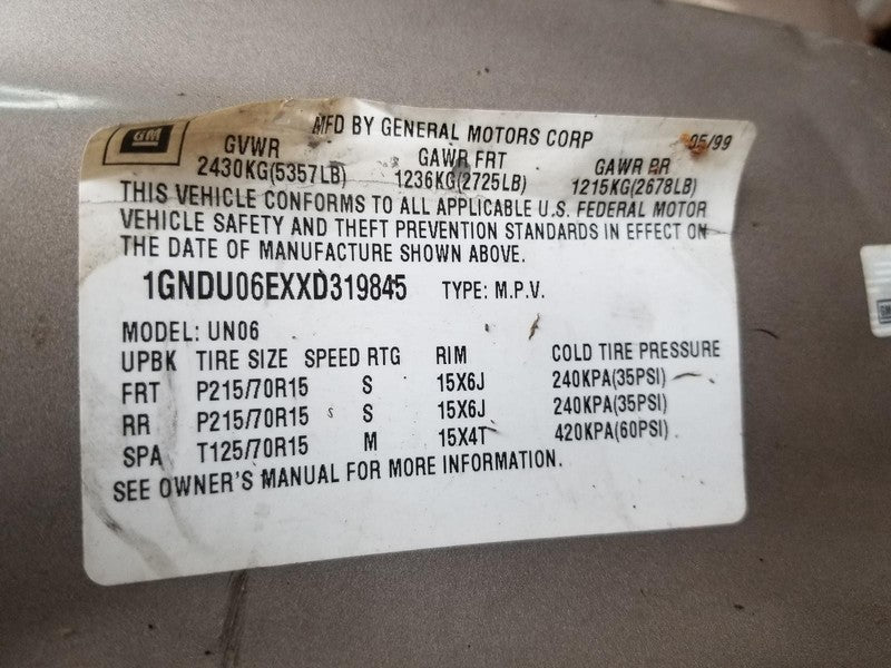 97-05 Chevrolet Venture Parking Brake Pedal Assembly OEM