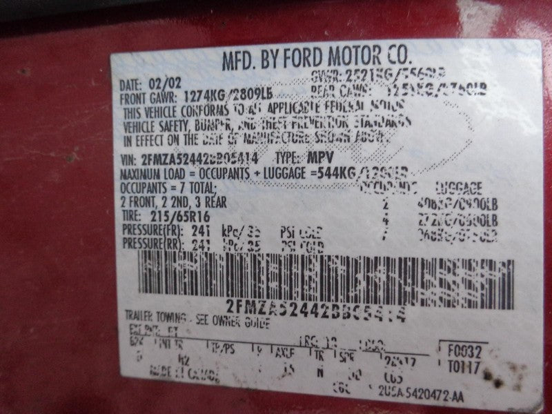 99 - 03 Ford Windstar Dash Radio Climate Control Bezel OEM